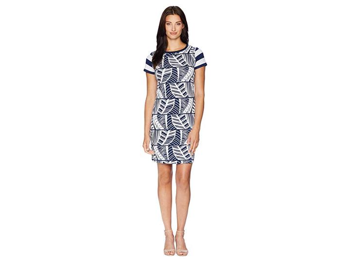 Tommy Bahama Leaf Line T-shirt Dress (ocean Deep) Women's Dress
