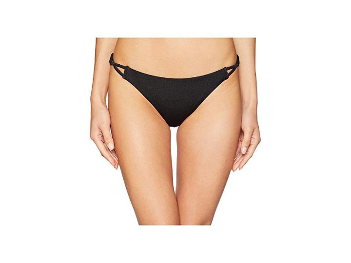 Rvca Solid Shimmer Medium Swim Bottom (black) Women's Swimwear