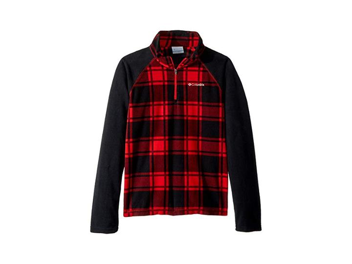 Columbia Kids Glacialtm Iii Fleece Printed 1/2 Zip (little Kids/big Kids) (red Spark Check/black) Boy's Fleece
