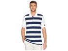 Adidas Golf Ultimate Rugby Stripe Polo (white/collegiate Navy) Men's Clothing