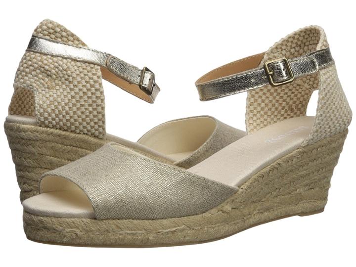 Soludos Open-toe Midwedge 70mm (platinum) Women's Wedge Shoes