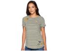 Lauren Ralph Lauren Embellished Jersey T-shirt (admiral Green/mascarpone Cream) Women's T Shirt