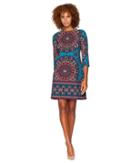 London Times Spinning Wheel Crepe Dress (teal/rose) Women's Dress