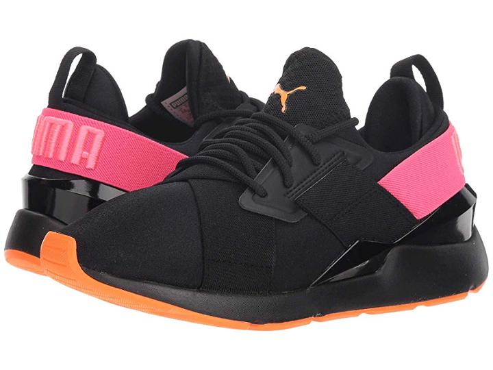 Puma Kids Muse Chase Jr (big Kid) (puma Black/knockout Pink) Girls Shoes