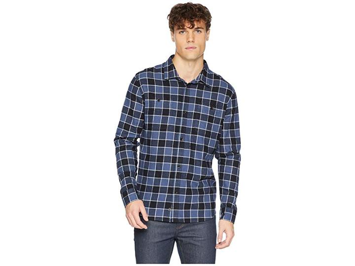 Quiksilver Waterman Cold March Long Sleeve Flannel Shirt (parisian Night) Men's Clothing