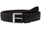 John Varvatos Star U.s.a. Laser Cut Textured Belt With Roller Buckle (chocolate) Men's Belts