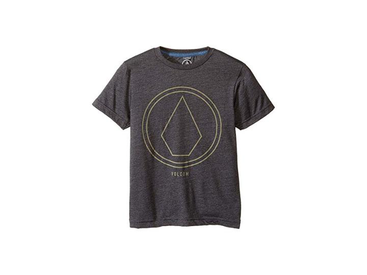 Volcom Kids Pin Line Stone Short Sleeve Tee (big Kids) (heather Black) Boy's T Shirt