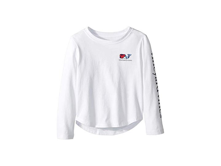 Vineyard Vines Kids Long Sleeve Puzzle Whale Tee (toddler/little Kids/big Kids) (white Cap) Girl's T Shirt