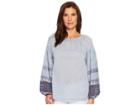 Elliott Lauren Balloon Sleeve Top With Eyelet Detail (chambray) Women's Clothing