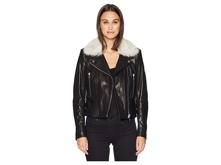 Belstaff Marvingt 2.0 W/ Shearling Moto Jacket (black Natural) Women's Coat