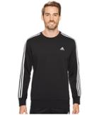 Adidas Essentials 3s Brushed Fleece Crew (black/white) Men's Clothing