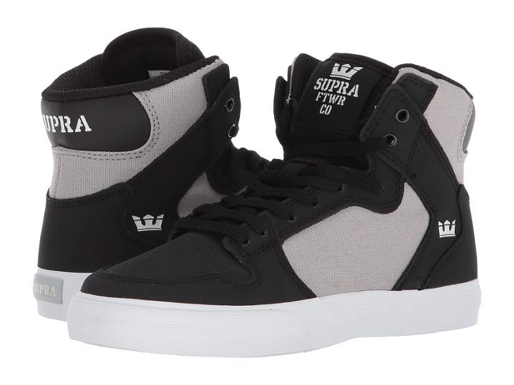 Supra Kids Vaider (little Kid/big Kid) (black/light Grey/white) Boys Shoes