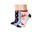 Kate Spade New York Love Lobster 3-pack Anklet Socks (white) Women's Low Cut Socks Shoes