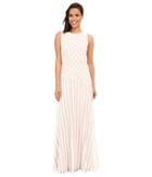Donna Morgan Gigi Boat Neck Striped Sequin Gown (ivory/nude) Women's Dress