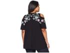 Karen Kane Plus Plus Size Printed Cold Shoulder Top (black) Women's Clothing