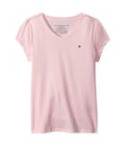 Tommy Hilfiger Kids Signature V-neck Tee (big Kids) (light Pink) Girl's T Shirt