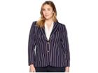 Lauren Ralph Lauren Plus Size Striped Jacquard Blazer (navy/rioja/mascarpone Cream) Women's Jacket