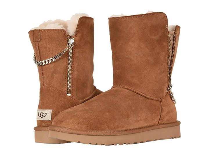 Ugg Classic Short Sparkle Zip (chestnut) Women's Zip Boots