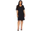 Calvin Klein Plus Plus Size Short Sleeve Dress W/ Tie Sleeve (black) Women's Dress