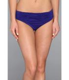 Badgley Mischka Solids Pin Stitch Shirred Brief (blueberry) Women's Swimwear