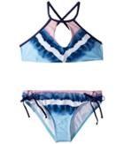 Splendid Littles Tie-dye Stripe High Neck Bra Tunnel Side Pants (big Kid) (blue) Girl's Swimwear Sets