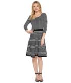 Taylor Multi Striped Fit-and-flare Sweater Knit Dress (black/ivory) Women's Dress