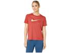 Nike Miler Metallic Short Sleeve Top (dune Red) Women's Clothing
