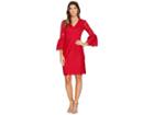 Maggy London Lace Sheath Dress With Novelty Sleeves (cranberry) Women's Dress