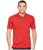 Perry Ellis Pe360 Active Mesh Zip Polo (bright Haute Red) Men's Clothing
