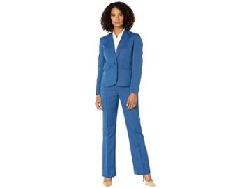 Le Suit One-button Notch Collar Pants Suit (blue Quartz) Women's Suits Sets