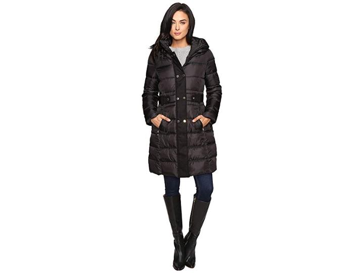 Via Spiga Fitted Puffer (black) Women's Coat