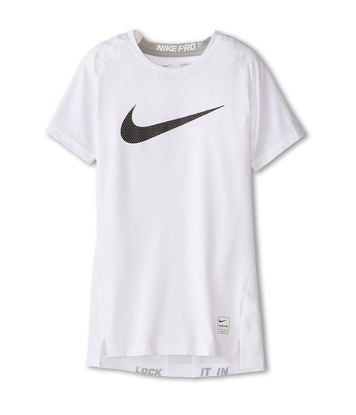 Nike Kids Cool Hbr Compression S/s Youth (little Kids/big Kids) (white/matte Silver/black) Boy's T Shirt
