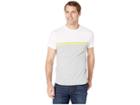 Calvin Klein Short Sleeve Front Panel Engineered Stripe Self Collar Crew Neck Tee (heroic Grey Heather Combo) Men's T Shirt
