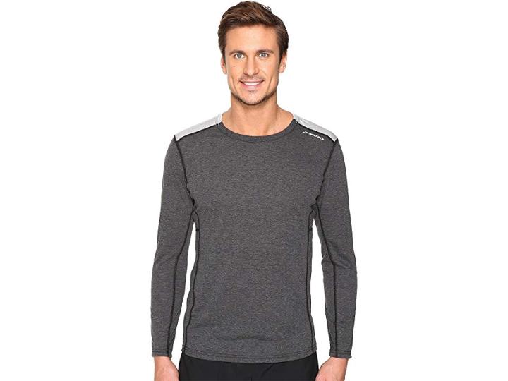Brooks Distance Long Sleeve Shirt (heather Black/heather Sterling) Men's Long Sleeve Pullover