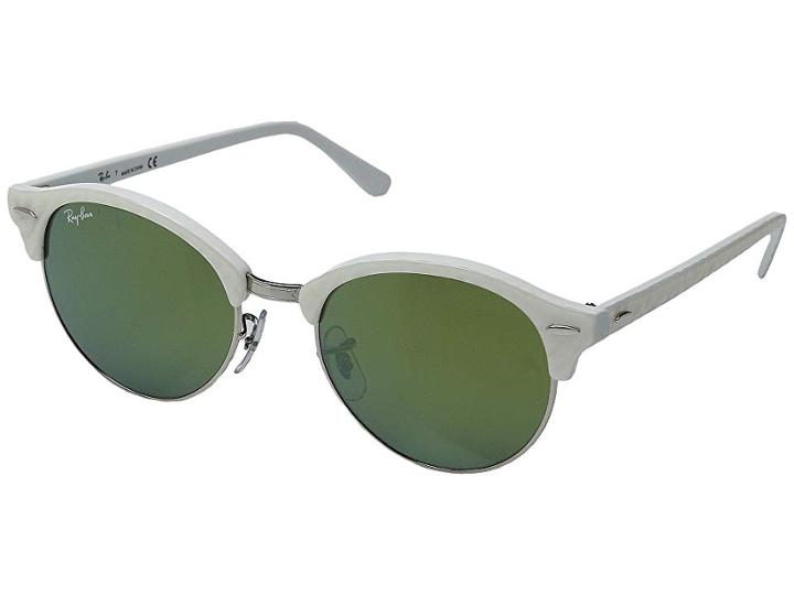 Ray-ban Rb4246 51mm (white Frame/green Mirror Lens) Fashion Sunglasses
