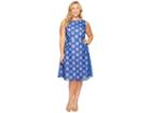 Adrianna Papell Plus Size Pop Dot Burnout Sleeveless Fit And Flare (cobalt/blush) Women's Dress