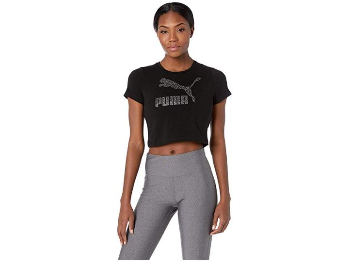 Puma Wild Pack Cropped Tee (cotton Black/black) Women's T Shirt