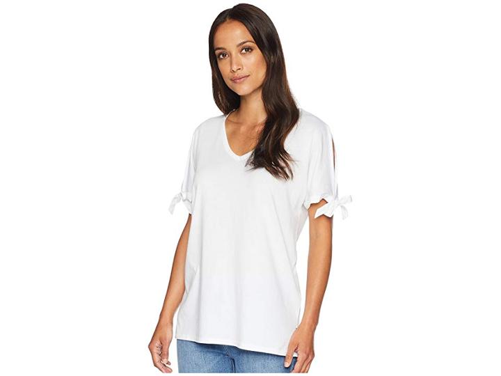 Nydj Tie Sleeve Tee (optic White) Women's T Shirt
