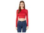 Bcbgeneration Scoop Back Long Sleeve Knit Crop Top (american Red) Women's Clothing