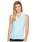 Adidas Golf Climachill Fashion Sleeveless Polo (white/blue Glow) Women's Sleeveless