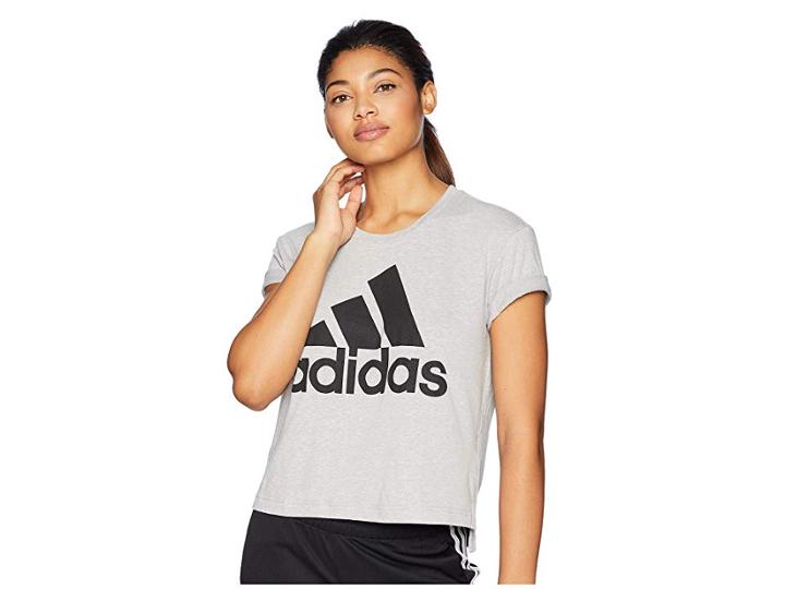 Adidas Boxy Badge Of Sport T-shirt (medium Grey Heather) Women's T Shirt