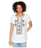 Chaps Embroidered Cotton Top (white) Women's Blouse