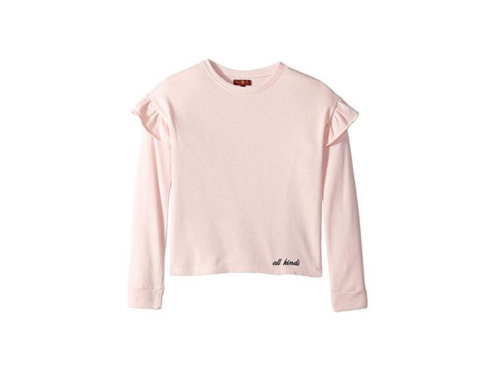 7 For All Mankind Kids French Terry Ruffle Sweatshirt (big Kids) (potpourri) Girl's Sweatshirt