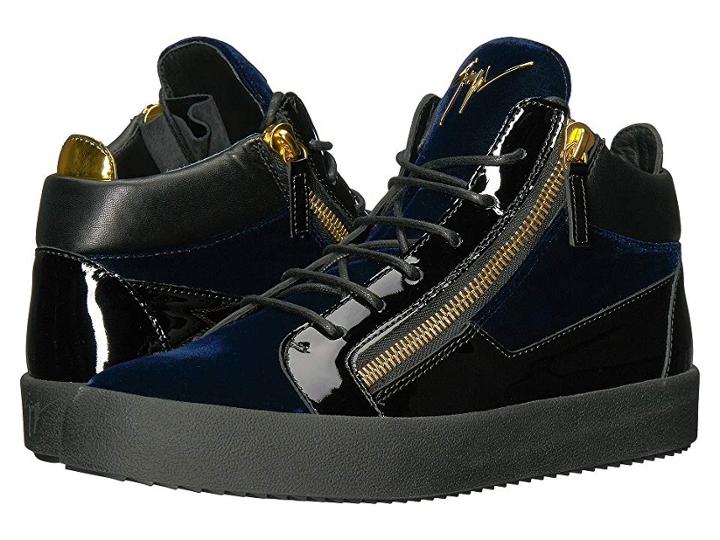 Giuseppe Zanotti May London Mid Top Velvet Sneaker (navy) Men's Shoes