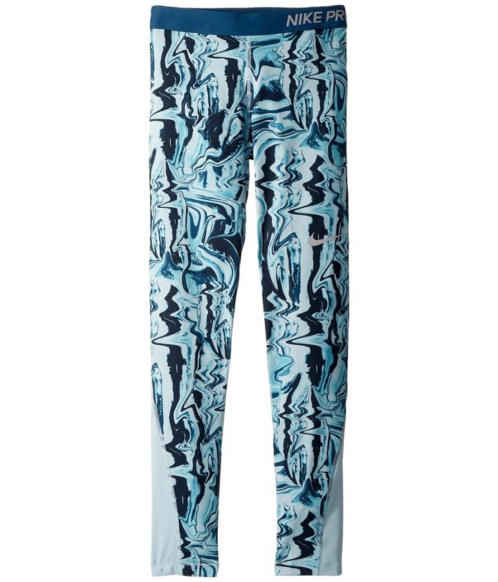 Nike Kids Pro Print Tight (little Kids/big Kids) (neo Turquoise/ocean Bliss/atmosphere Grey) Girl's Casual Pants