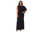 Adrianna Papell Plus Size One Shoulder Jersey Gown With Draped Bodice (black) Women's Dress