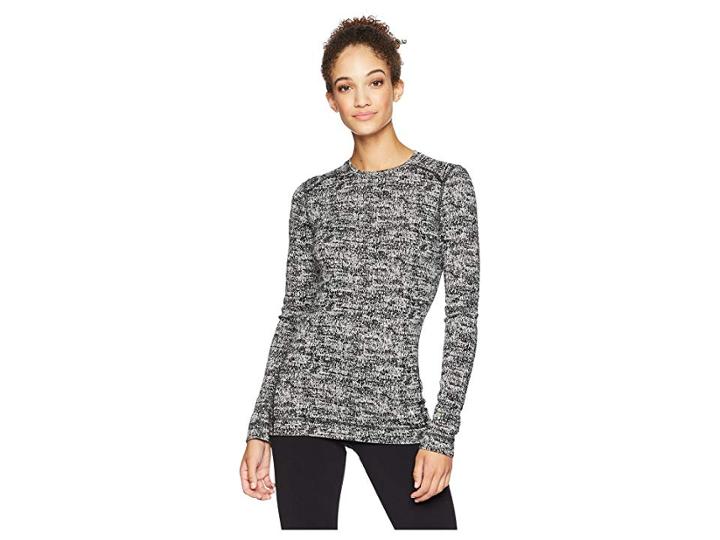 Smartwool Nts Mid 250 Pattern Crew Top (black/moonbeam Heather) Women's Long Sleeve Pullover