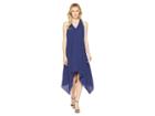 Maggy London Silky Georgette Halter Dress With Draped Back (navy) Women's Dress