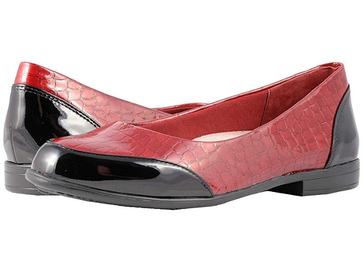 Trotters Arnello (dark Red/black Croco Stamp/patent) Women's Flat Shoes