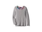 Splendid Littles Contrast Neckband Long Sleeve Tee (big Kids) (heather Grey) Girl's T Shirt